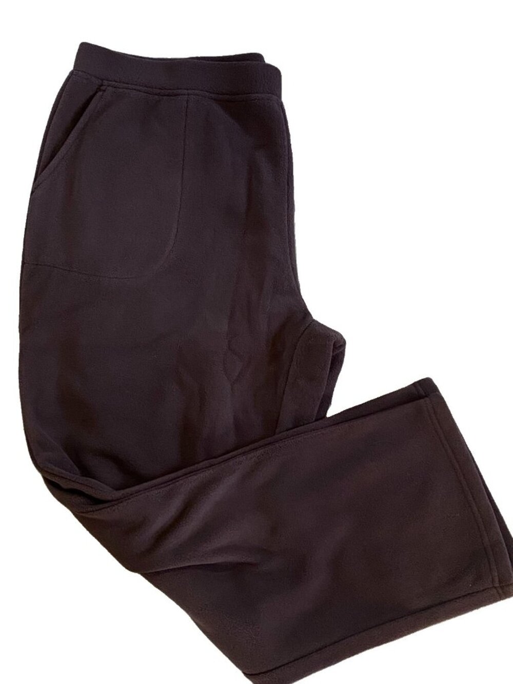 Denim & Co Active 1X P Brown Fleece Pull On Lounge Pants Warm And Cozy NEW